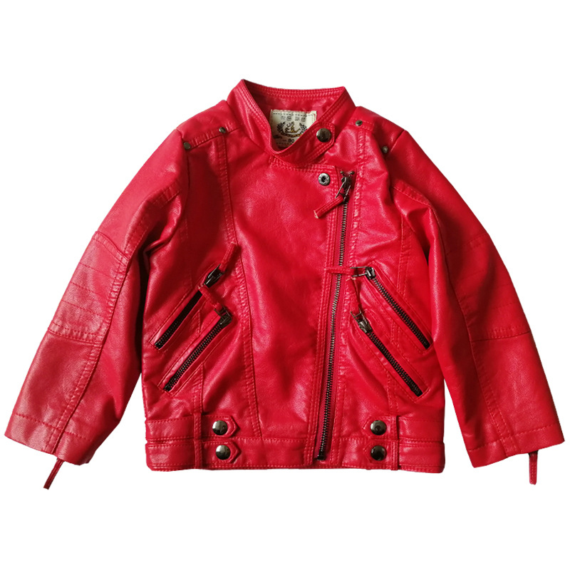 Streetwear Brand Red Logo - Mädchen Weihnachten Rot Motorrad Pu Leder